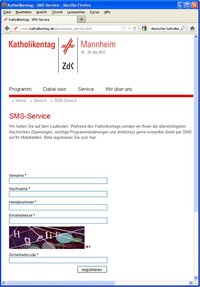 98. Deutscher Katholikentag 2012 - SMS-Dienst